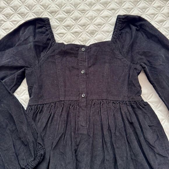 NWT GAP Kids Long Puff-Sleeve Corduroy Cotton Square Neck Dress Black Size 10 - Picture 14 of 14